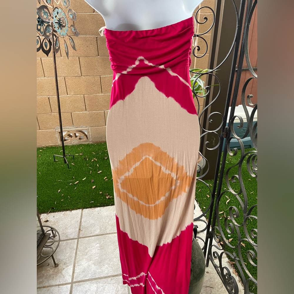 Young Fabulous & Broke Twist Tie Strapless Tie Dye Print Flowy Maxi Dress XS - Picture 3 of 16